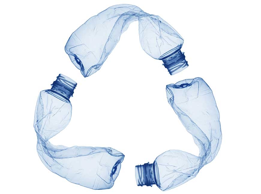 recycling symbols of clear plastic bottles