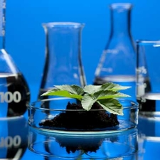 Laboratory Equipment on blue background