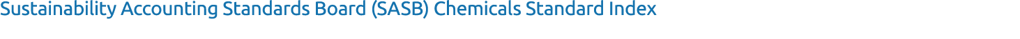 Sustainability Accounting Standards Board (SASB) Chemicals Standard Index 